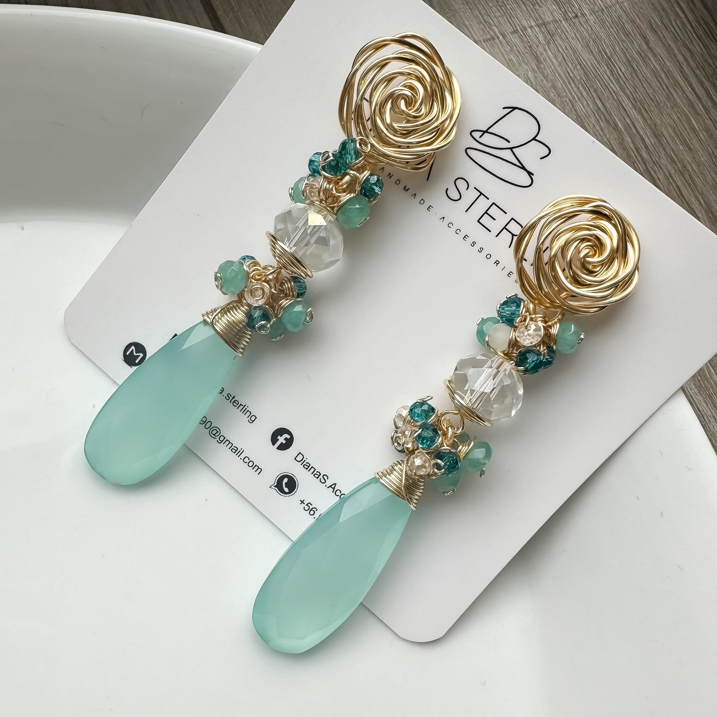 Aros rose aguamarine