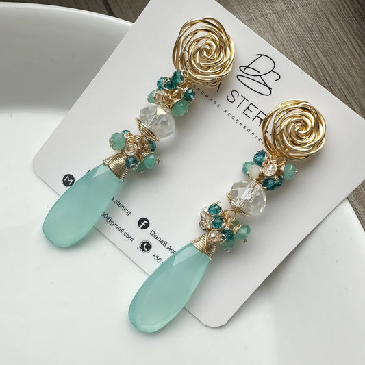 Aros rose aguamarine