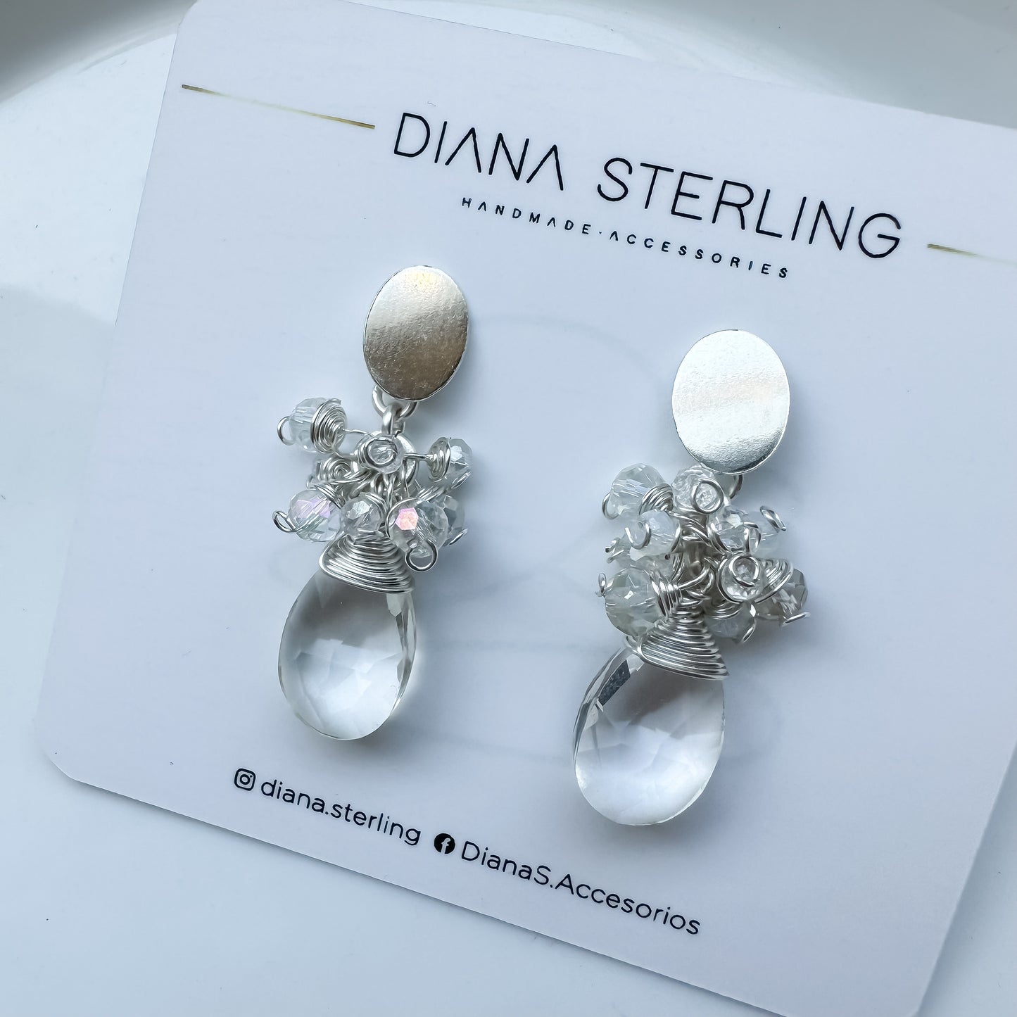 Aros cuarzo cristal silver