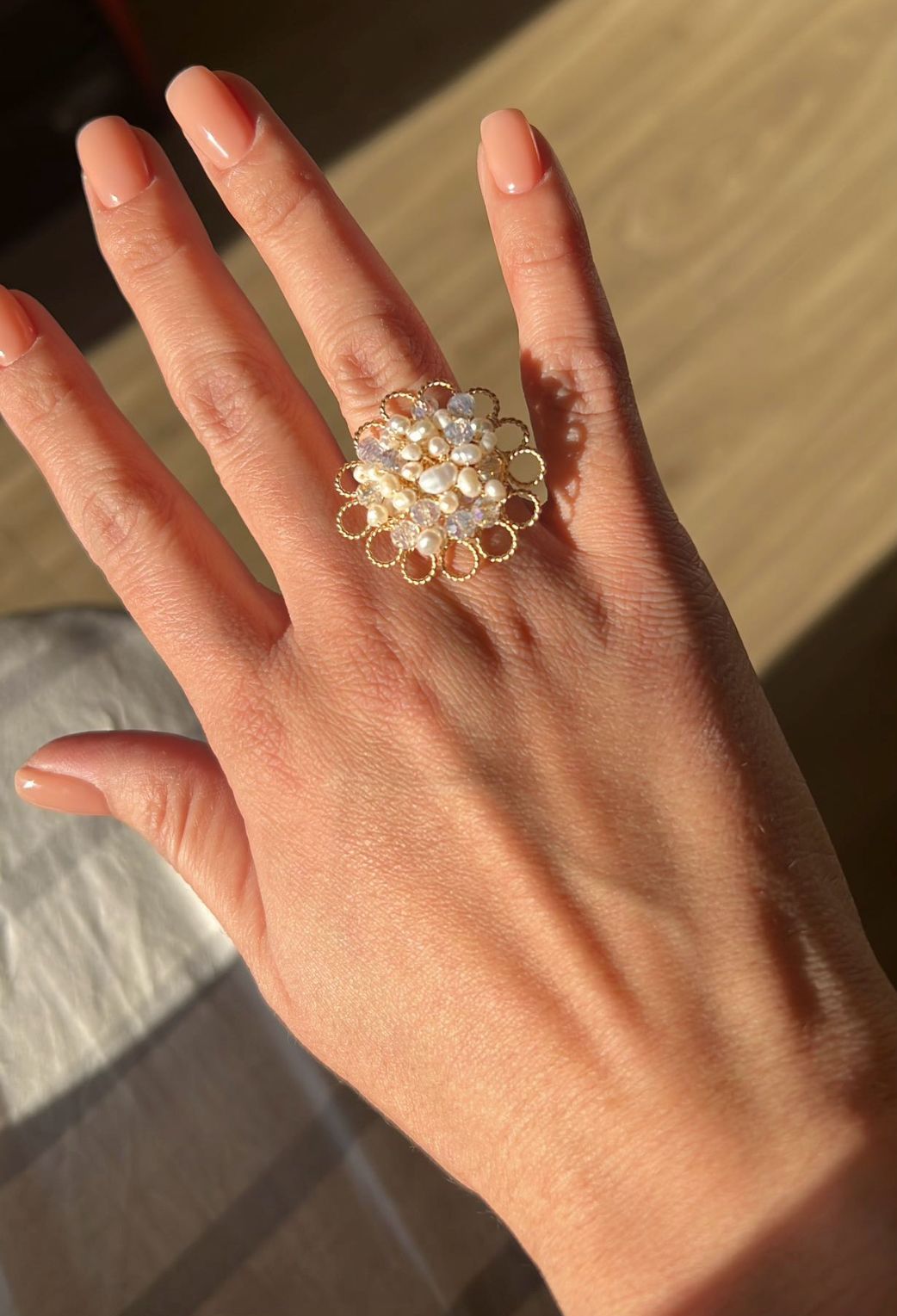 Anillo manuella perlado