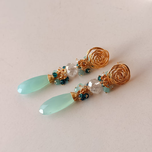 Aros rose aguamarine
