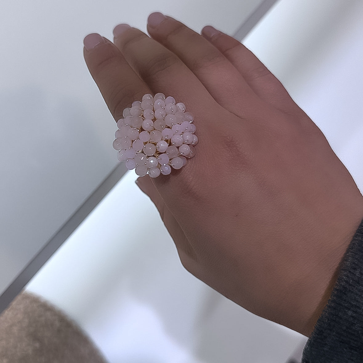 Anillo circles cuarzo rose